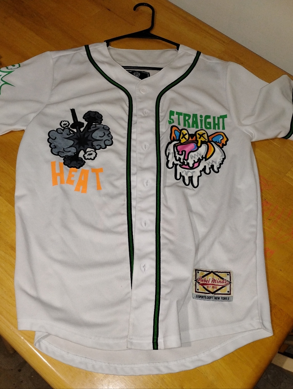 White 'Straight Heat' Graphic Baseball Jersey